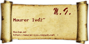 Maurer Ivó névjegykártya